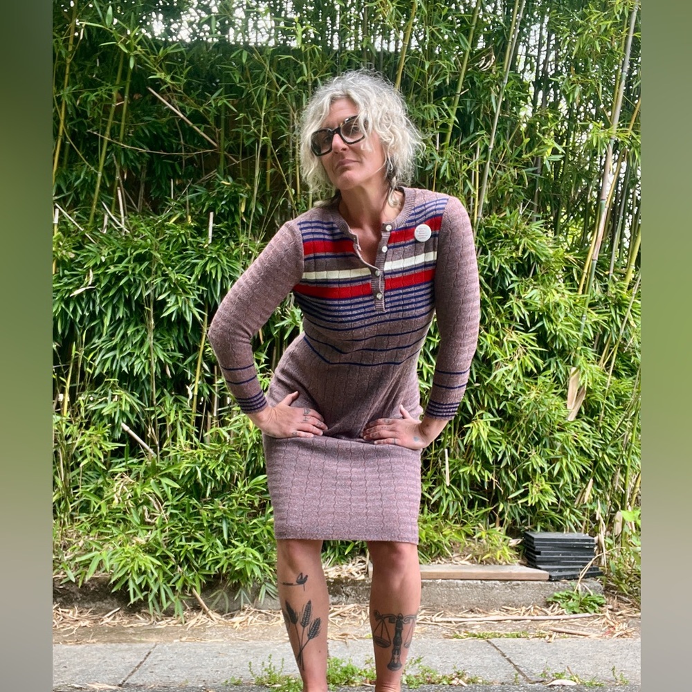 Route One 1960’s/70’s knit striped dress women’s size medium